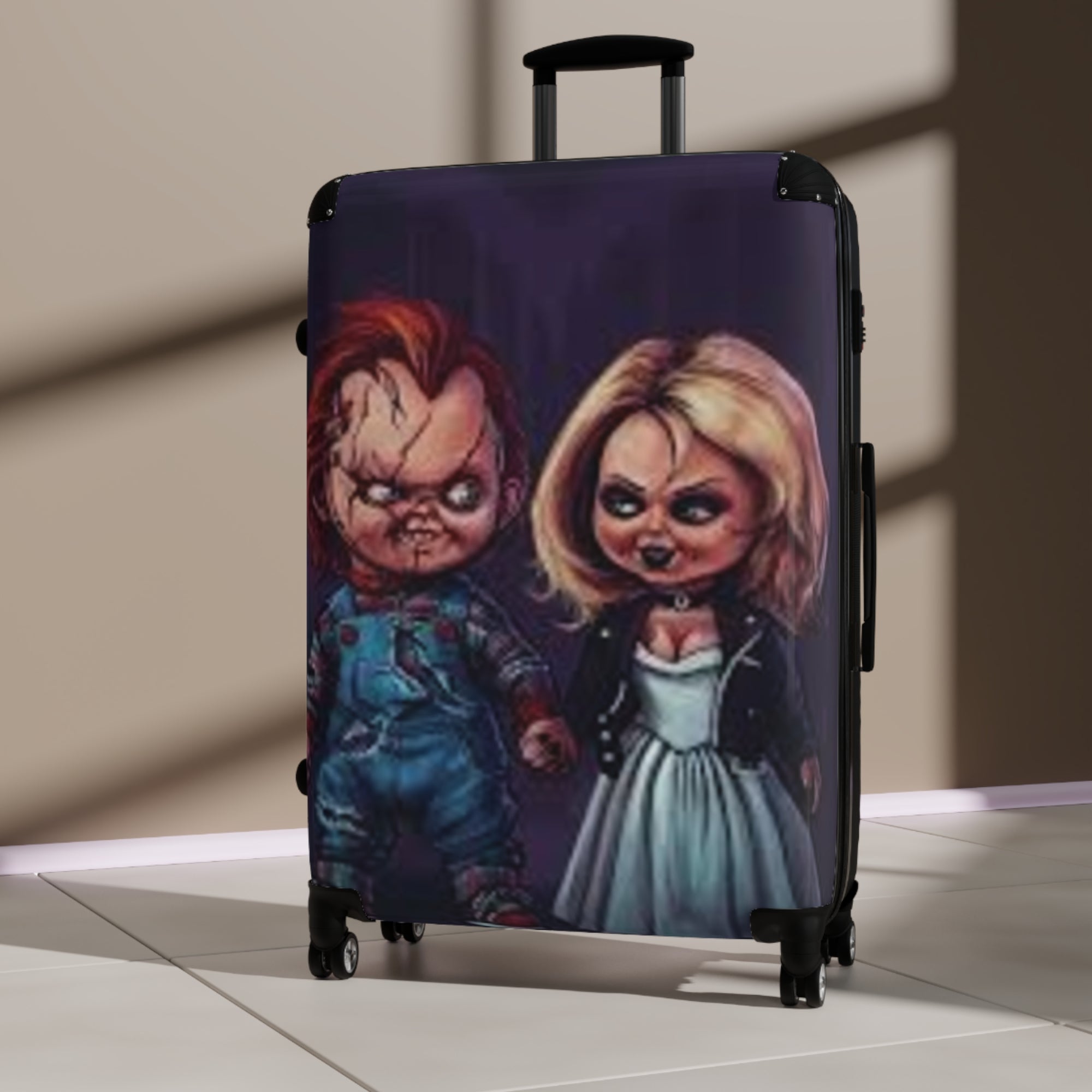 Chucky and Tiffany Themed Suitcase, Travel Luggage, Horror Movie Accessory, Halloween Gift, Unique Baggage, Chucky Fans