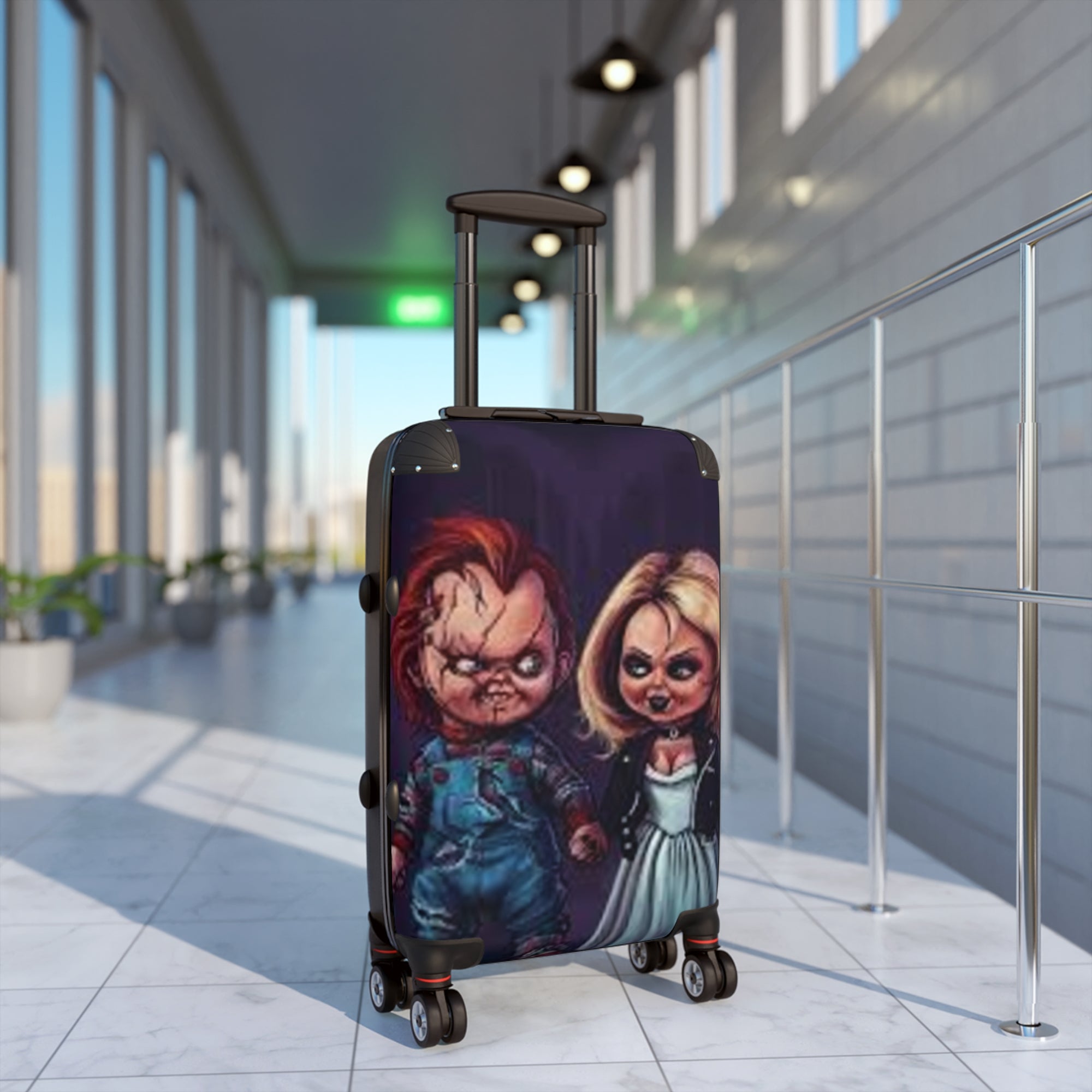 Chucky and Tiffany Themed Suitcase, Travel Luggage, Horror Movie Accessory, Halloween Gift, Unique Baggage, Chucky Fans