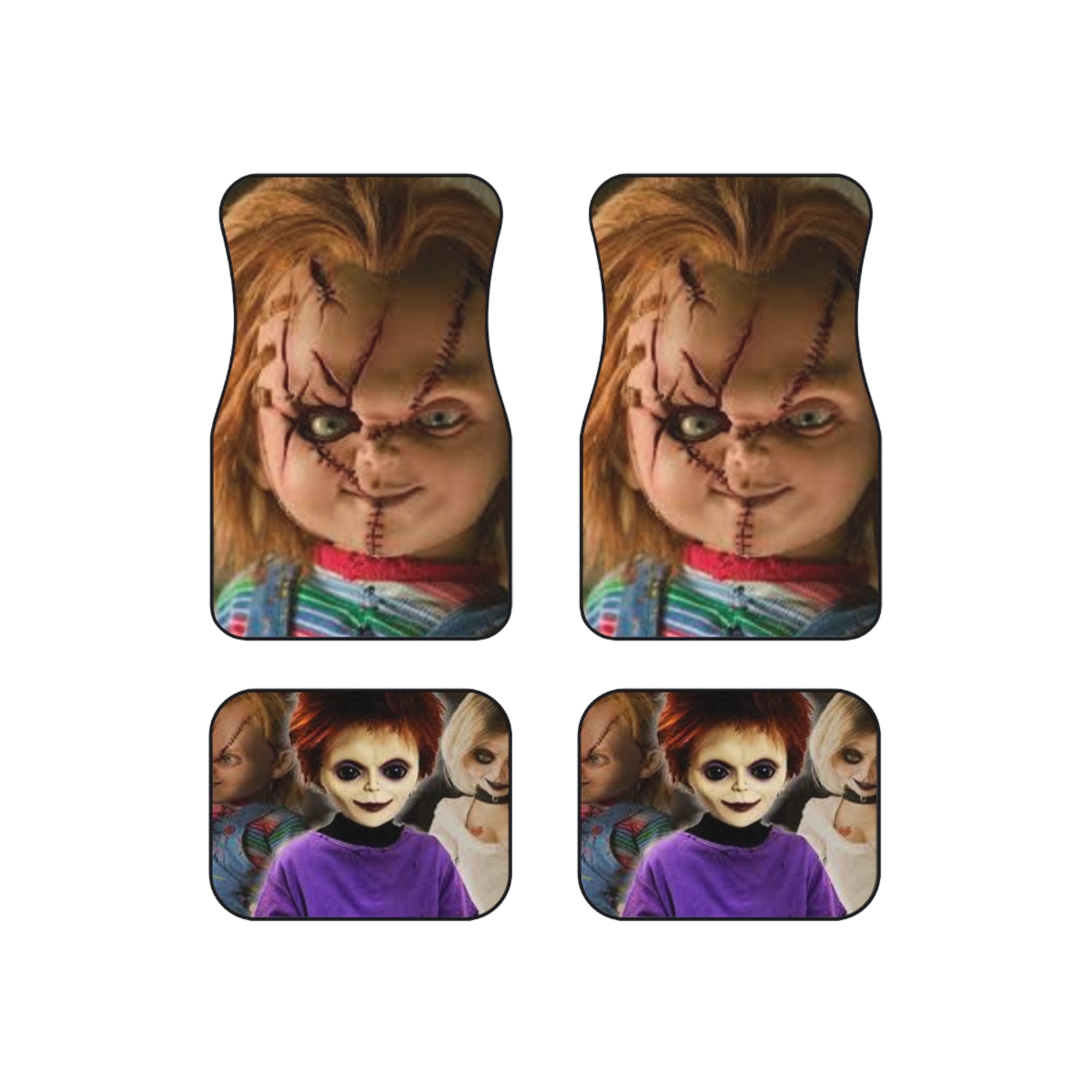 Chucky Car Mats Set - Horror Themed Floor Mats for Fans, Halloween Decor, Unique Gift for Horror Lovers, Car Accessories, Movie Memorabilia