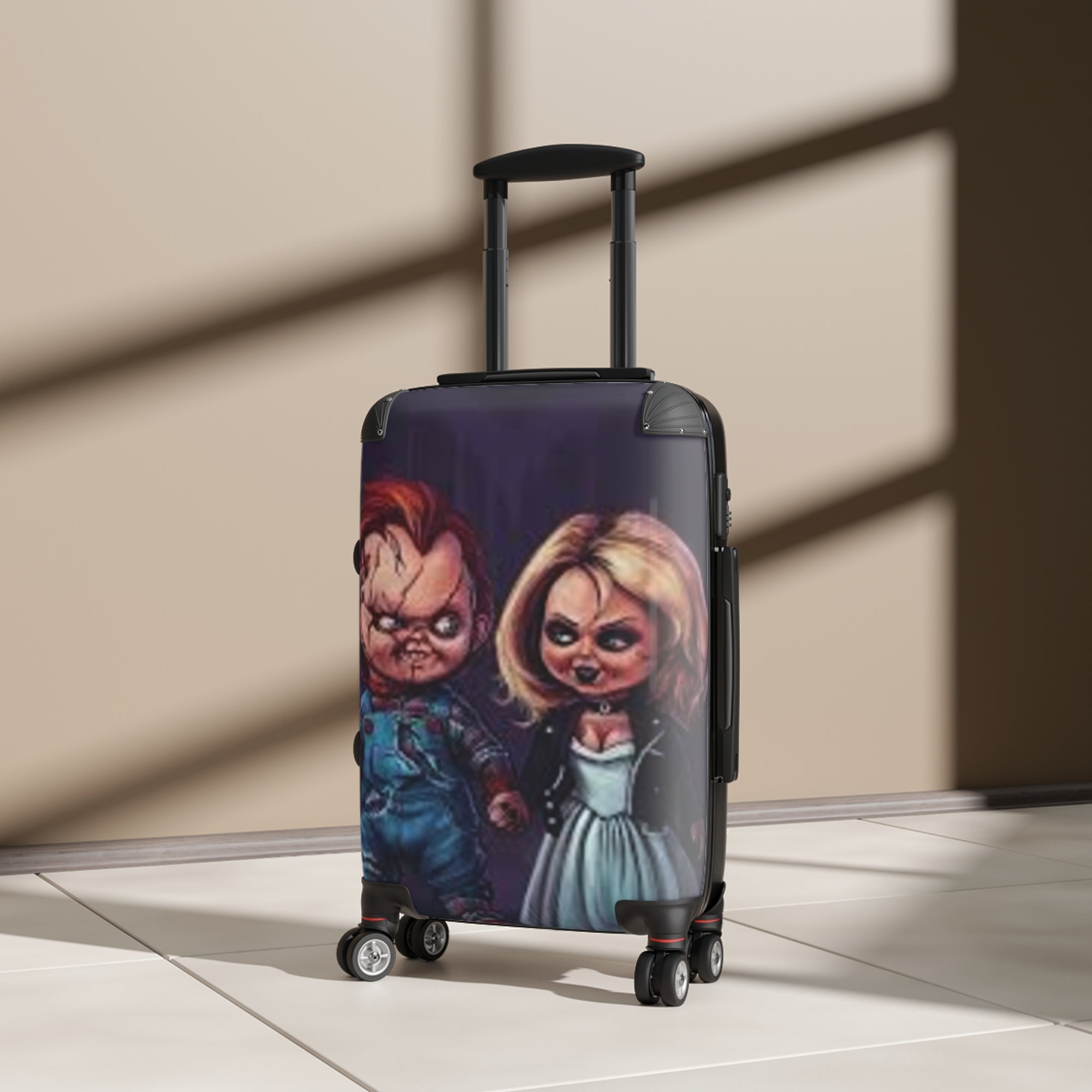 Chucky and Tiffany Themed Suitcase, Travel Luggage, Horror Movie Accessory, Halloween Gift, Unique Baggage, Chucky Fans
