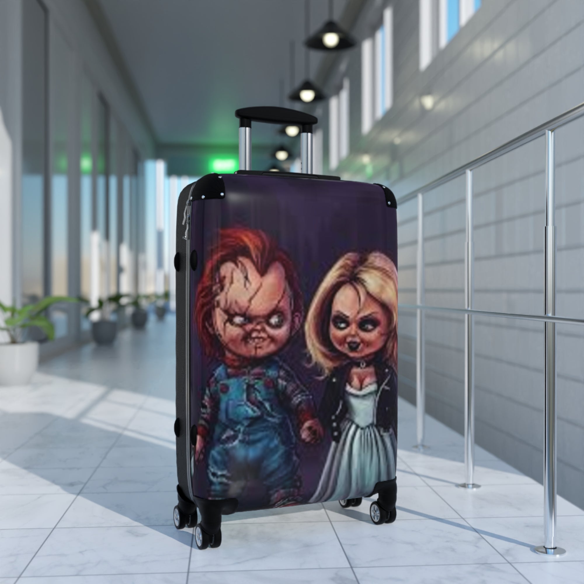 Chucky and Tiffany Themed Suitcase, Travel Luggage, Horror Movie Accessory, Halloween Gift, Unique Baggage, Chucky Fans