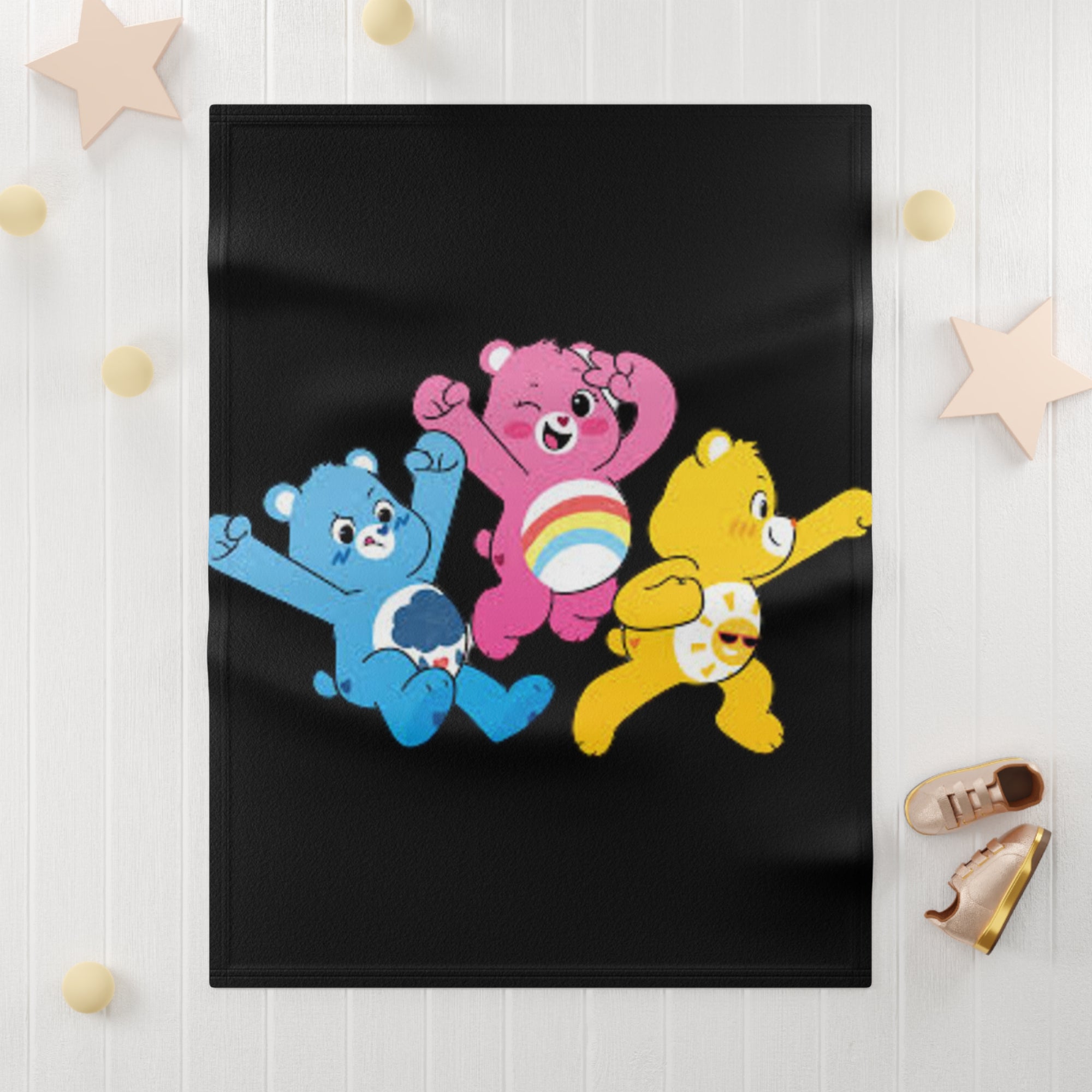 Care Bear Soft Fleece Baby Blanket, Cozy Nursery Blanket, Baby Shower Gift, Cute Kids Decor, Adorable Nursery Throw